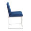 Ensemble de 2 chaises d'appoint à dossier haut en velours contemporain bleu classique avec structure en acier inoxydable