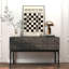 Console moderne George Oliver avec 4 portes, panneau de porte à aspect diamant, buffet rétro, table de canapé multi-usage, console de vestibule pour vestibule, salon-291862253