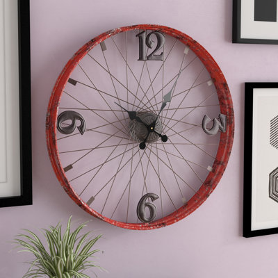 Très grande horloge murale 24 po avec roue de vélo Guylain