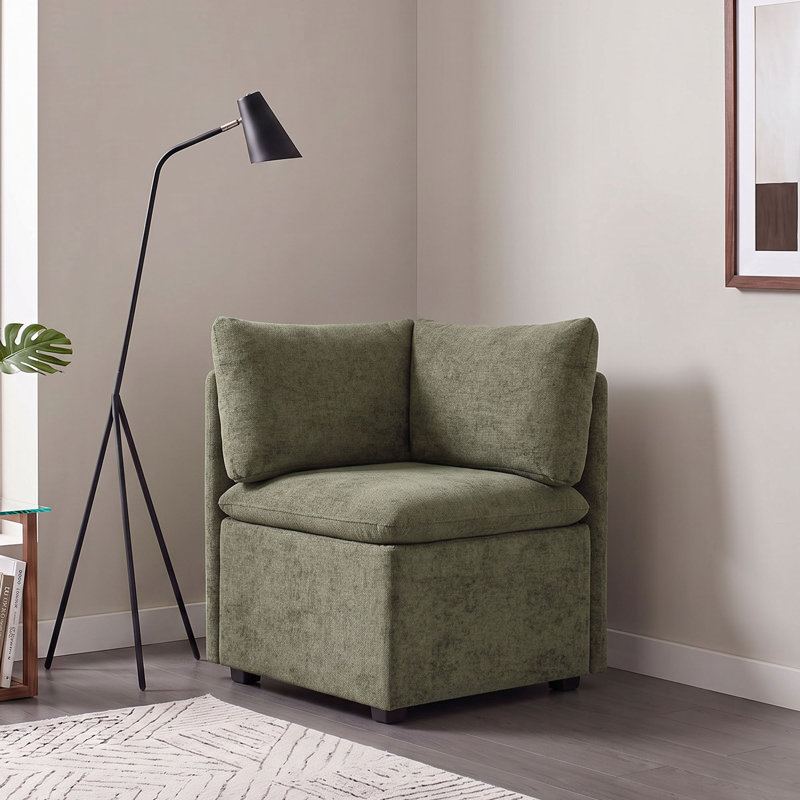 Fauteuil de coin rembourré avec rangement, Green