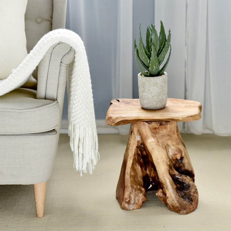 Live Edge Cedar Stump Stool - Natural Mushroom-Shaped Side Table/Nightstand