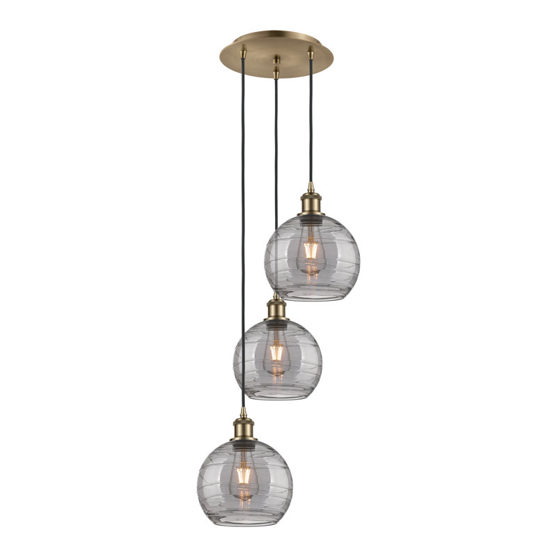 Luminaire suspendu 3 lumières Ellington, H 30,38 po x l 14,5 po x P 14,5 po, Laiton antique