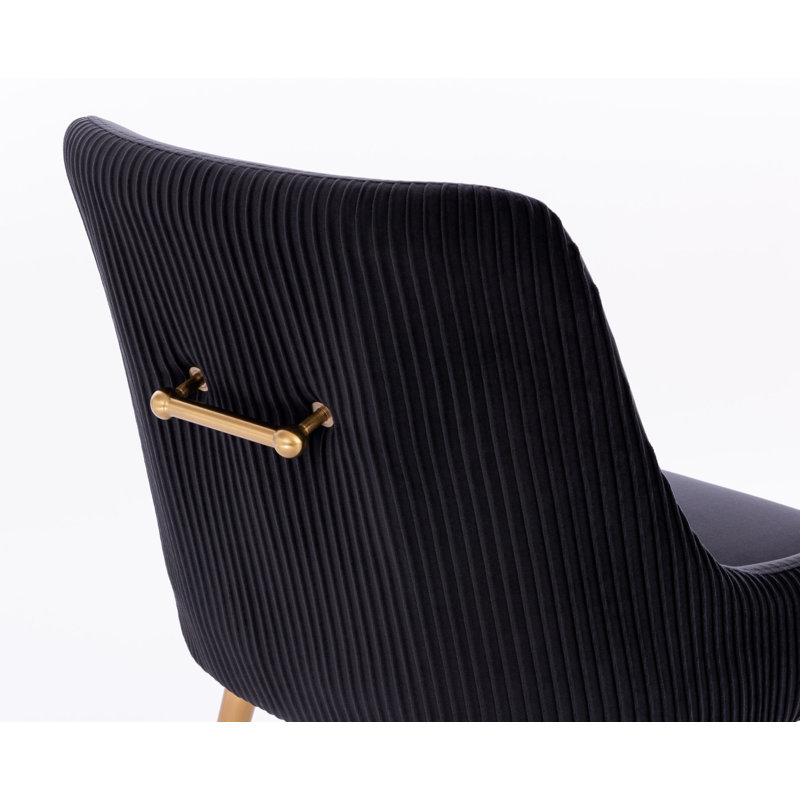 19'' H Velvet Upholstered Armchair, Black, 2