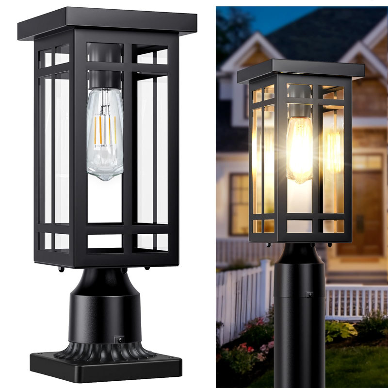 Lampadaire solaire extérieur de 35,5 cm (14 po), allumage automatique crépusculaire, noir, lot de 1
