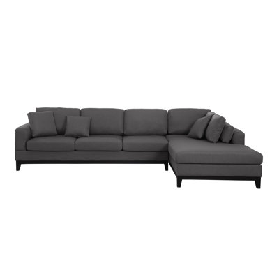 Redford 131.5"" Dark Gray Linen Fabric Sectional Sofa With Right Facing Chaise -  Lilola Home, 83110