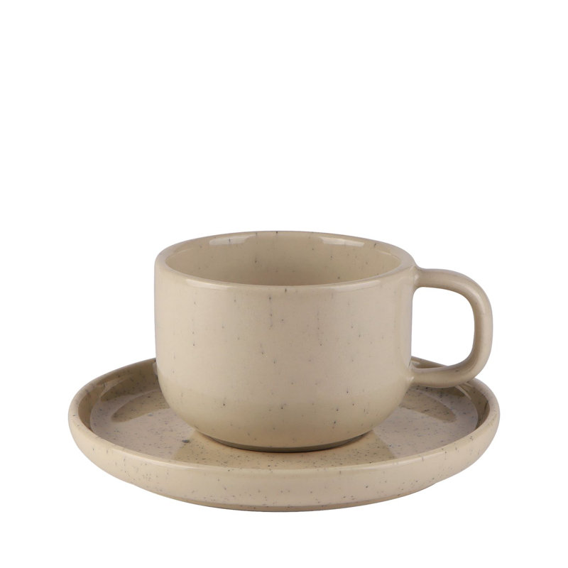 Tasse à café et soucoupe en grès Uno 225 m, Beige