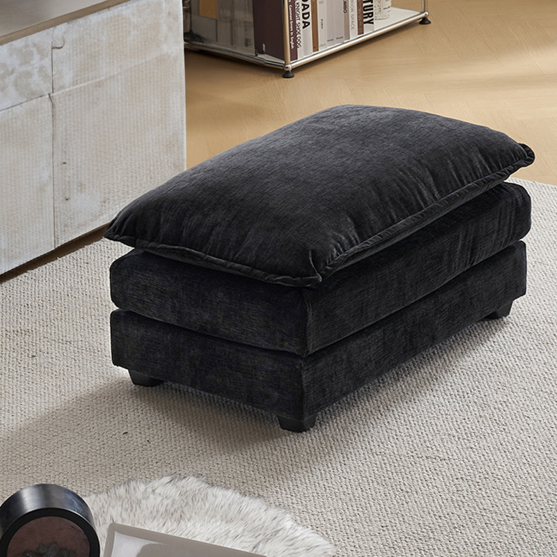 Double Layer Cushion Ottoman For Sofas, Black