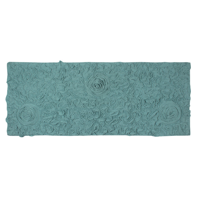 Skak Cotton Bath Rug, 21" W x 54" L, Turquoise