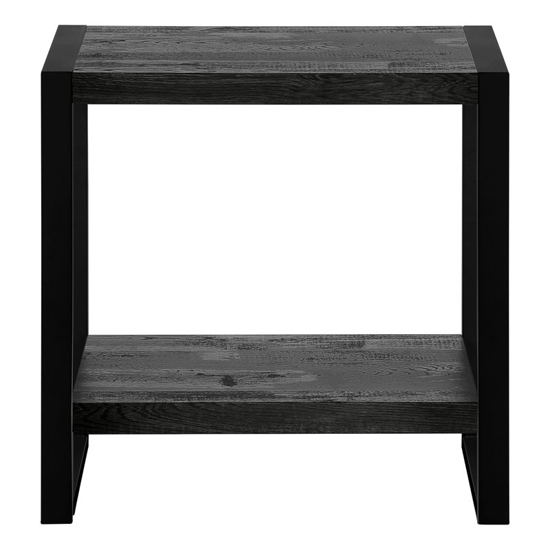 Brulotte Accent Table, Side, End, Narrow, Small, 2 Tier, Living Room, Bedroom, Metal, Laminate, Dark Gray