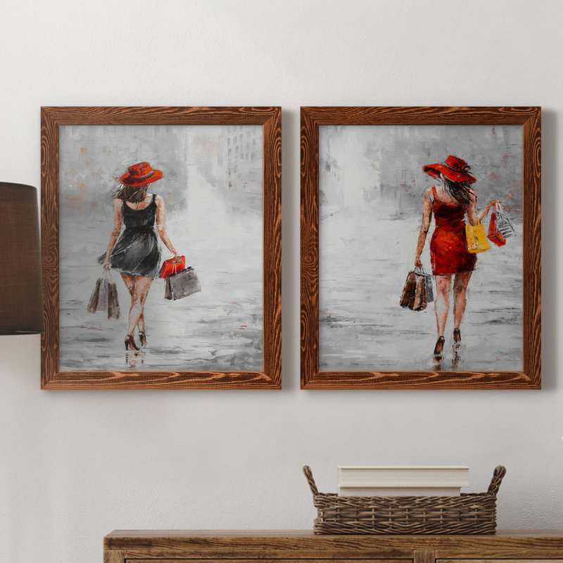 City City I - ensemble de 2 reproductions d'art, H 20 po x l 17 po x P 1 po, Toile avec cadre érable, Pas de tapis