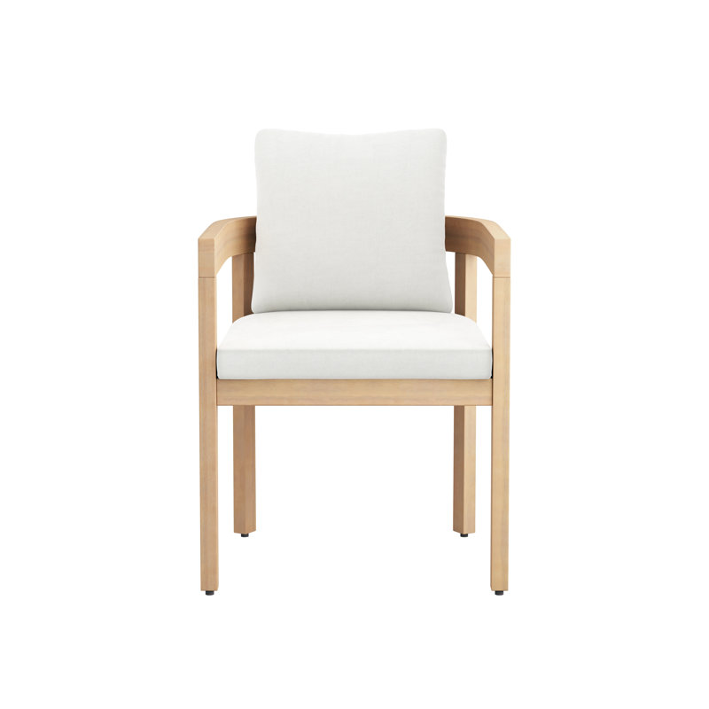 Chaise de patio en bois d'acacia massif Pablo, naturel / blanc