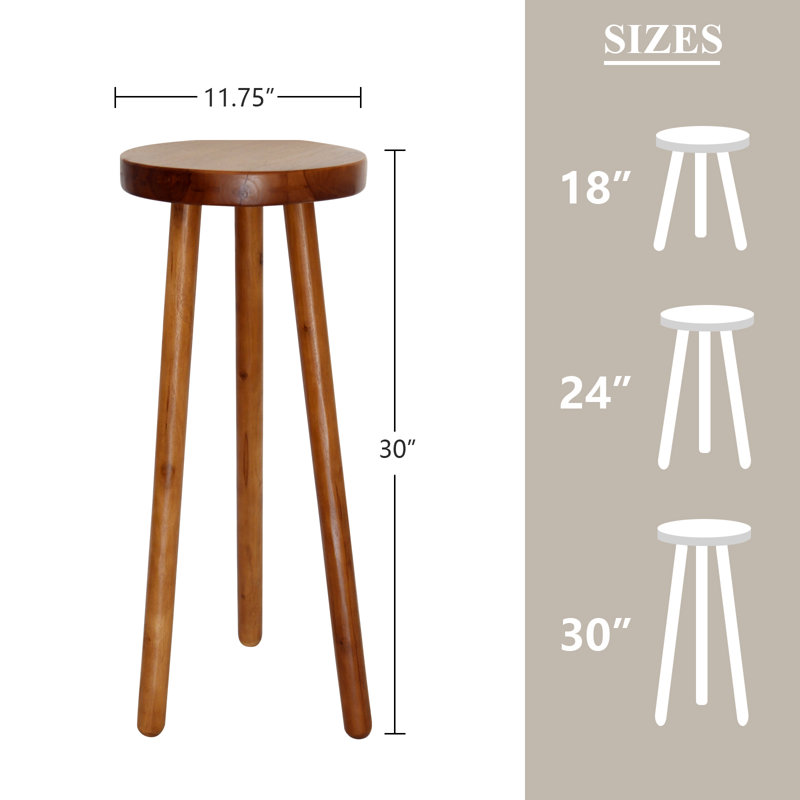 Support à plante rond en bois, H 30 po x L 11,8 po x P 11,8 po