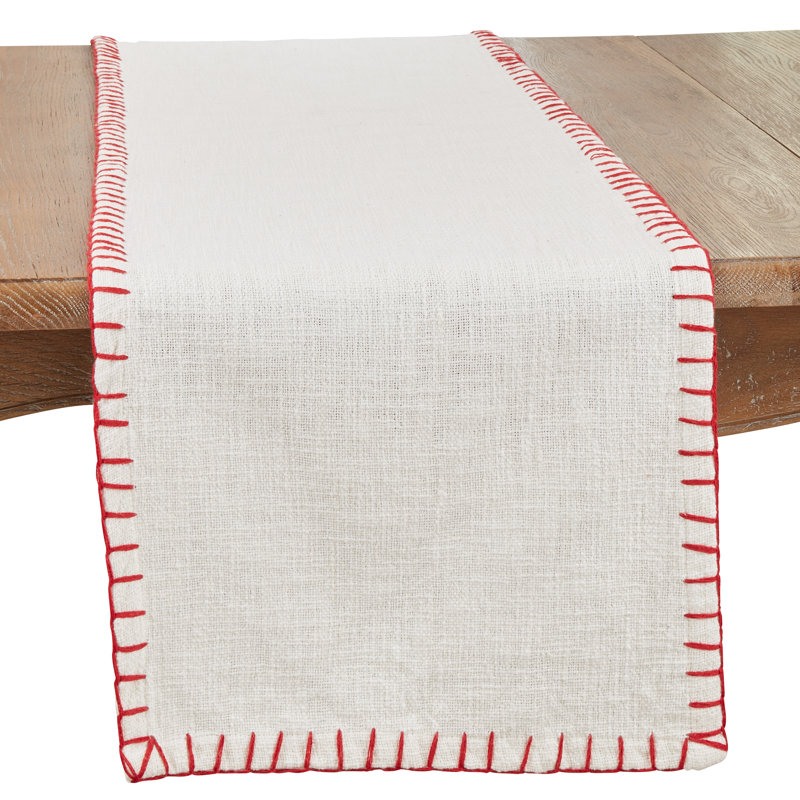 Abron Chunky Whip Stitch Table Runner, White