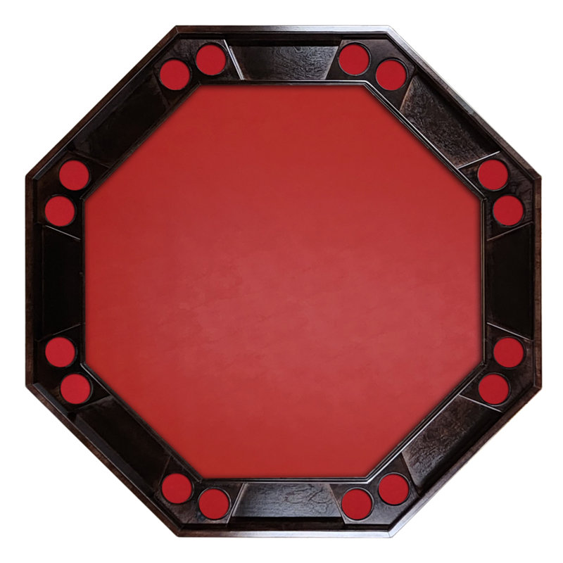 Table de poker Classic, L 57 po x P 57 po x H 29,5 po, Acajou, Vinyle rouge