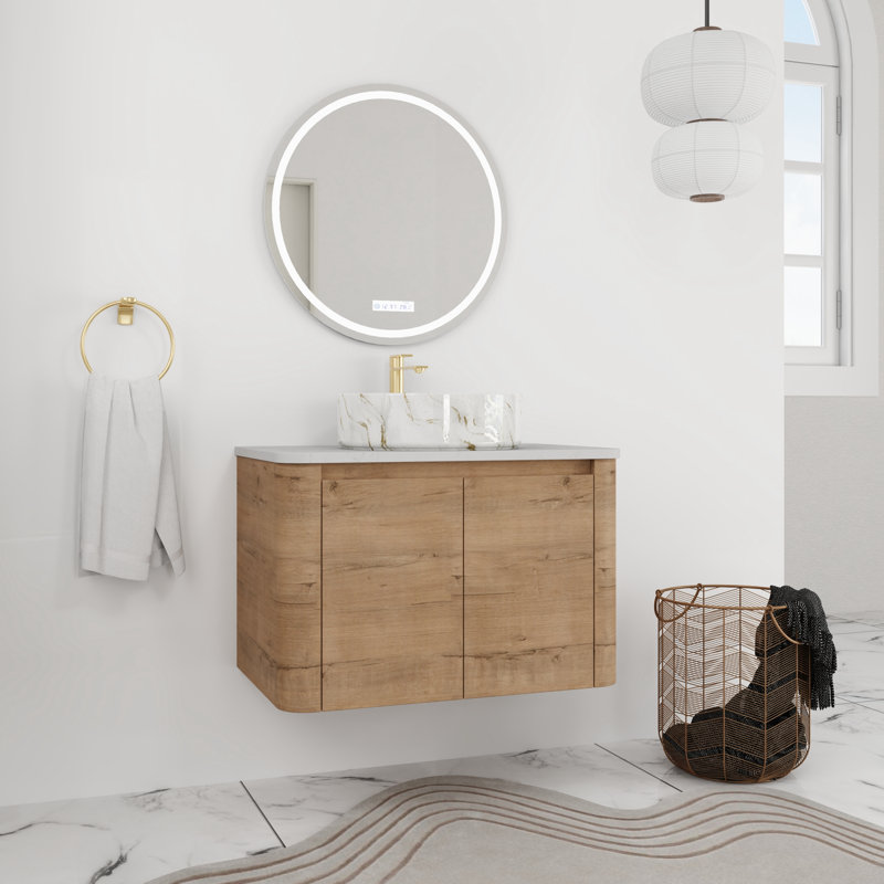30'' Single Bathroom Floating Vanity With Quartz Top, 30