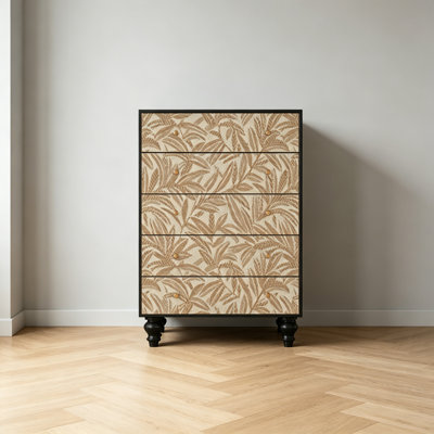 Vintage Floral Pattern Solid Wood Storage Cabinet