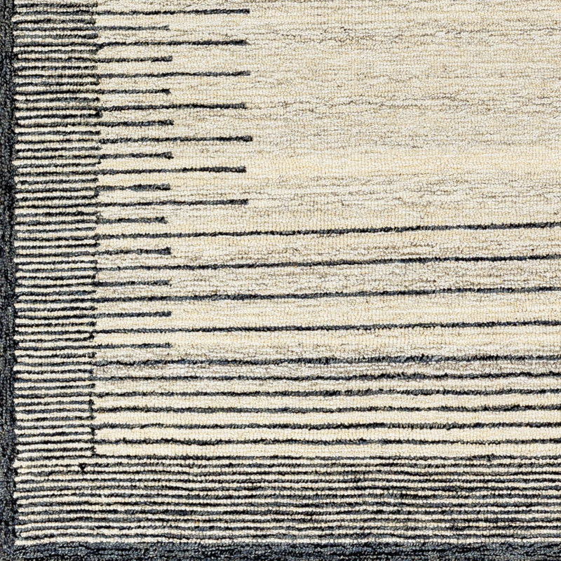 Rectangle Uptown Striped Handmade Hand Tufted Wool Area Rug in Beige/Gray, Rectangle 2' x 3'