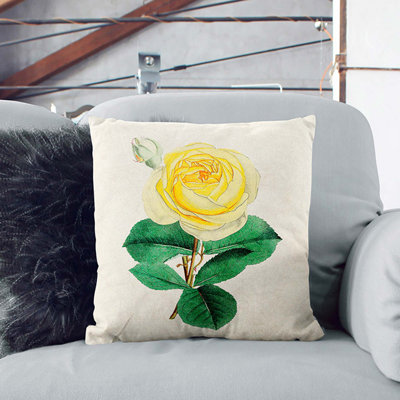 Illustration of a Yellow Rose Cushion with Filling