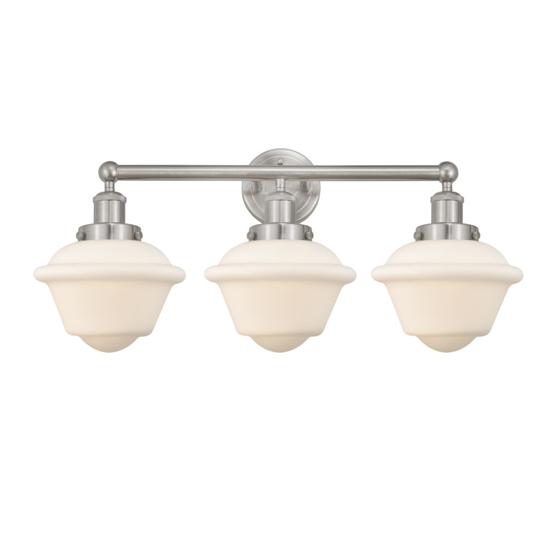 Éclairage pour meuble-lavabo à 3 lumières à intensité variable Grourke, Blanc mat, Nickel satiné brossé