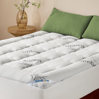 BEDLORE® Rayon Bamboo Mattress Topper, Pillow Top Mattress Pad with 6-18'' Deep Pocket, Soft Bed Topper for Back Pain Relief