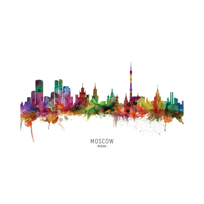 Moscow Russia Skyline by Michael Tompsett - Wrapped Canvas Painting, 30.48 cm H x 45.72 cm W