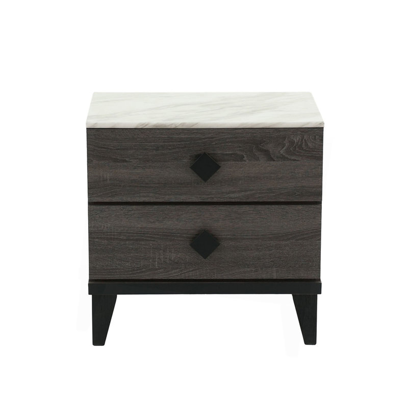 Table de chevet en bois deux tons avec 2 tiroirs