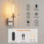 Appliques murales sans fil à piles, finition nickel brossé, avec télécommande, ensemble de 2, rechargeables, pour salon, salle de bain, corridor, entrée, cage d'escalier, 2700K-1603752253-1597781981