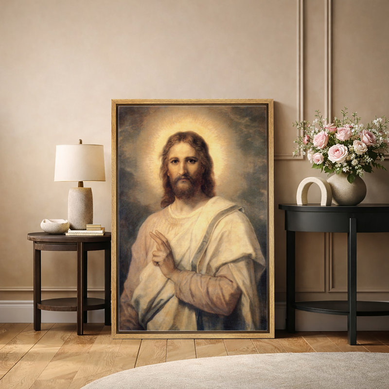 Jesus Portrait Artwork, Christian Spiritual Wall Decor Pictures, Framed Canvas Giclee Print Wall Art, 36" H x 24" W x 1.5" D
