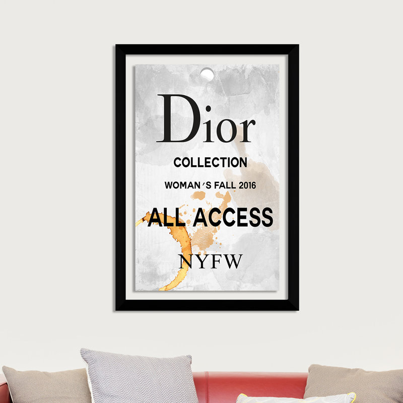 « dior all access », art textuel, H 39,5 po x l 27,5 po x P 0,75 po, Acrylique avec cadre noir
