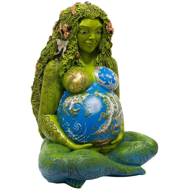 Statue millénaire Gaia Terre Mère Nature, déesse Te Fi, H 23,5 po x l 15,5 po x P 14,25 po
