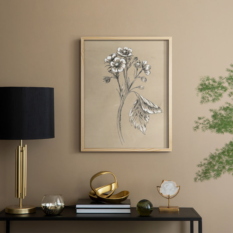Reproduction encadrée rétro en botanique II, Naturel, H 11 po x l 9 po