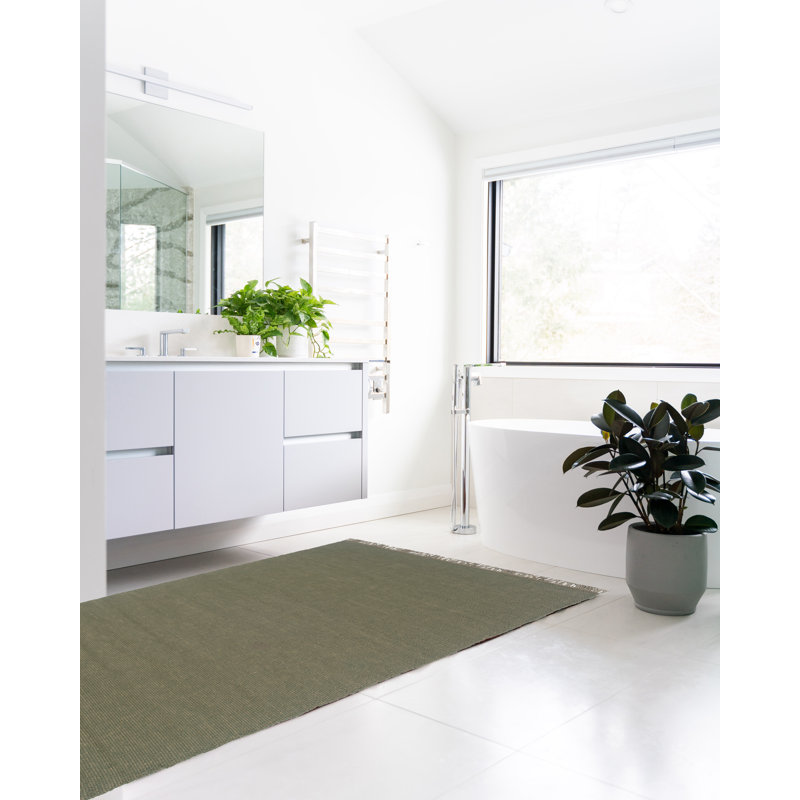 Tapis olive tissé à la main Brogan, Rectangle 3 pi 5 po x 5 pi 5 po