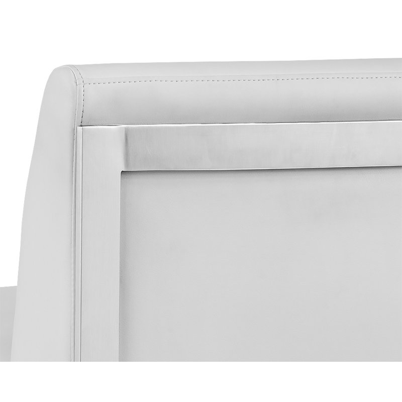 Tabouret de comptoir Dean - Acier inoxydable - Blanc Cantina, Simili cuir blanc, Acier Inoxydable