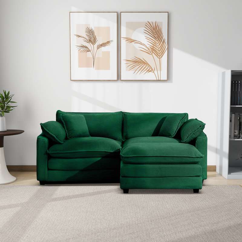 Oversized Modular Sectional Sofa With Movable Ottoman,80" Inch Modern Corduroy Sofa Lounge Set, Convertible L Shaped Couch For Living Room And Office