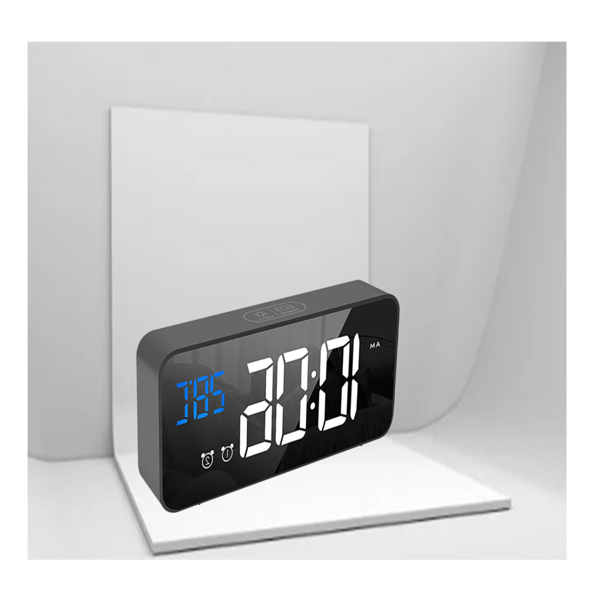 Orren Ellis Digital Electric Alarm Tabletop Clock in Black & Reviews