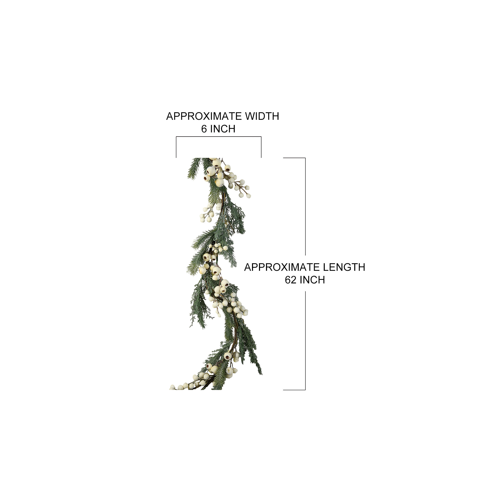 The Holiday Aisle® Classic Winter Berry Garland, Green;White