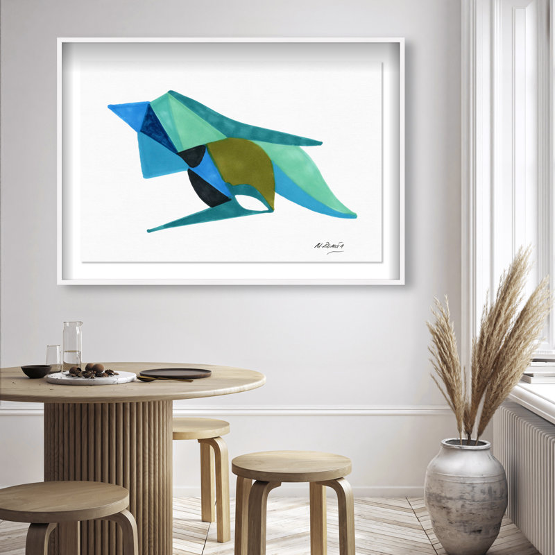 Manuel Roman - Azules y Aquas Shadowbox Abstract Print by Oliver Gal, Black Frame, 15 x 10, 31.5"H x 46.5"W, White Shadowbox