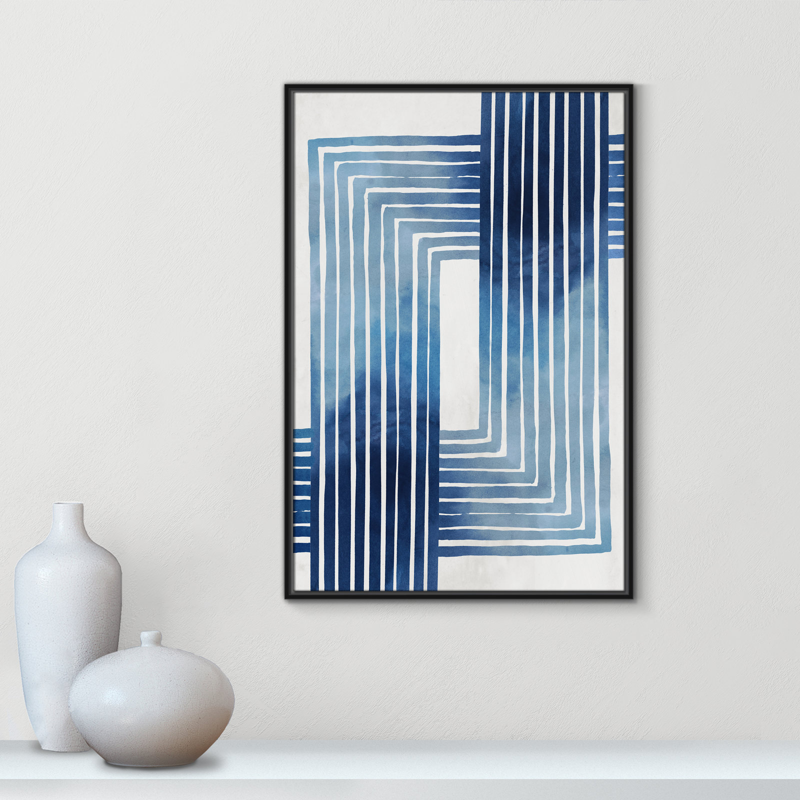 Lanny "In Unison" Painting by Eva Watts, 37.5" H x 25.5" W x 2" D, Black Framed Canvas