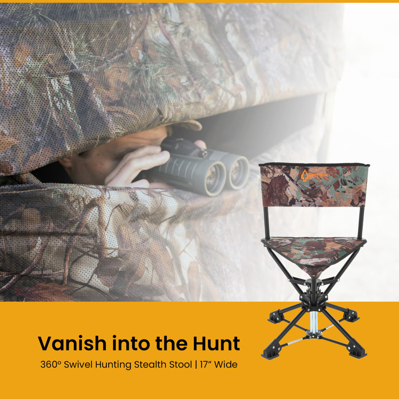 Camo 360° Swivel Tripod Hunting Chair with Steel Frame