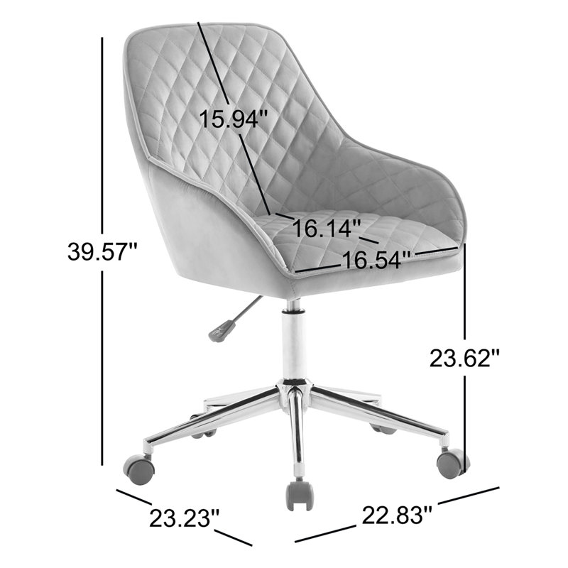 Chaise de travail en velours Maillet, Gris