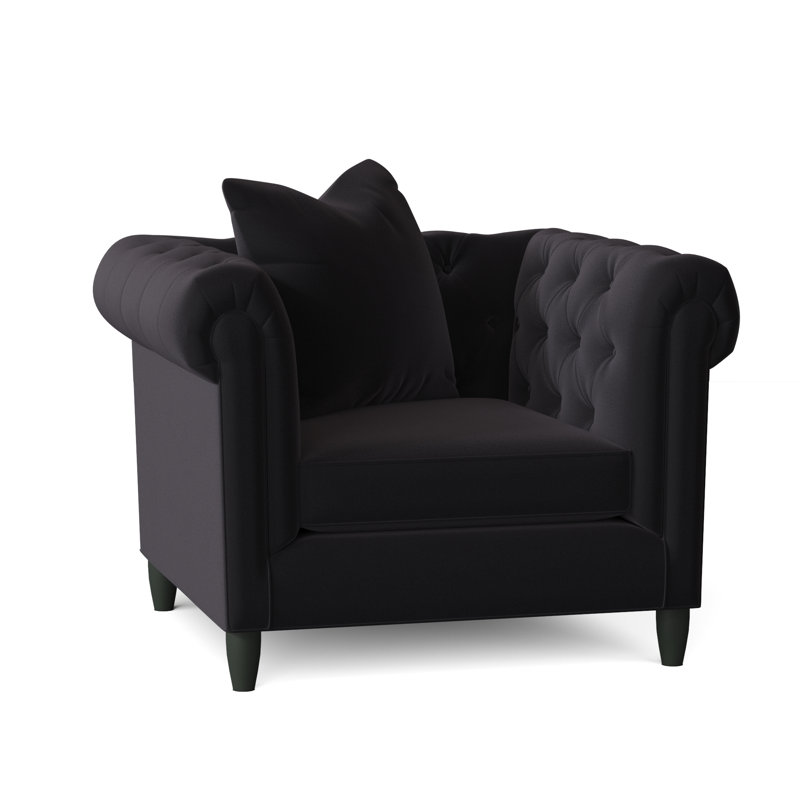 Fauteuil Chesterfield l 43 po Caspar, Velours performance Bella Ink