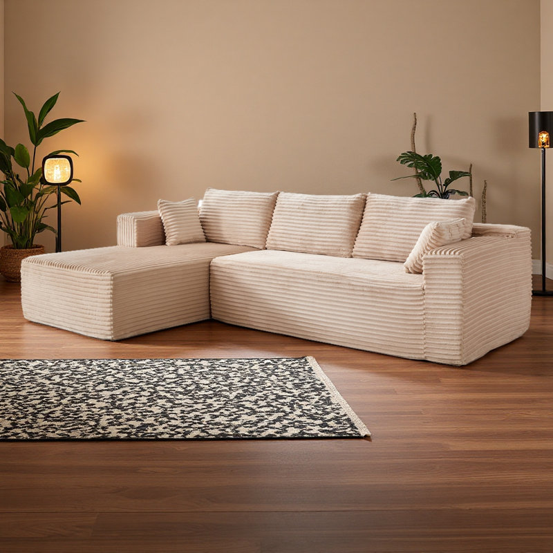 Canapé modulaire à compression avec méridienne confortable, canapé en forme de L sans siège avec assise profonde, canapé-lit modulaire minimaliste pour salon, salon et chambre à coucher