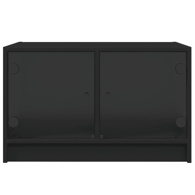 Coffee Table with Glass Doors 68 x 50 x 42 in., Black