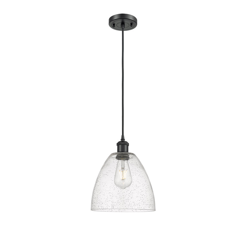 Luminaire suspendu en forme de dôme à 1 lumière Haide, DEL, H 13,25 po x l 9 po x P 9 po, Noir mat
