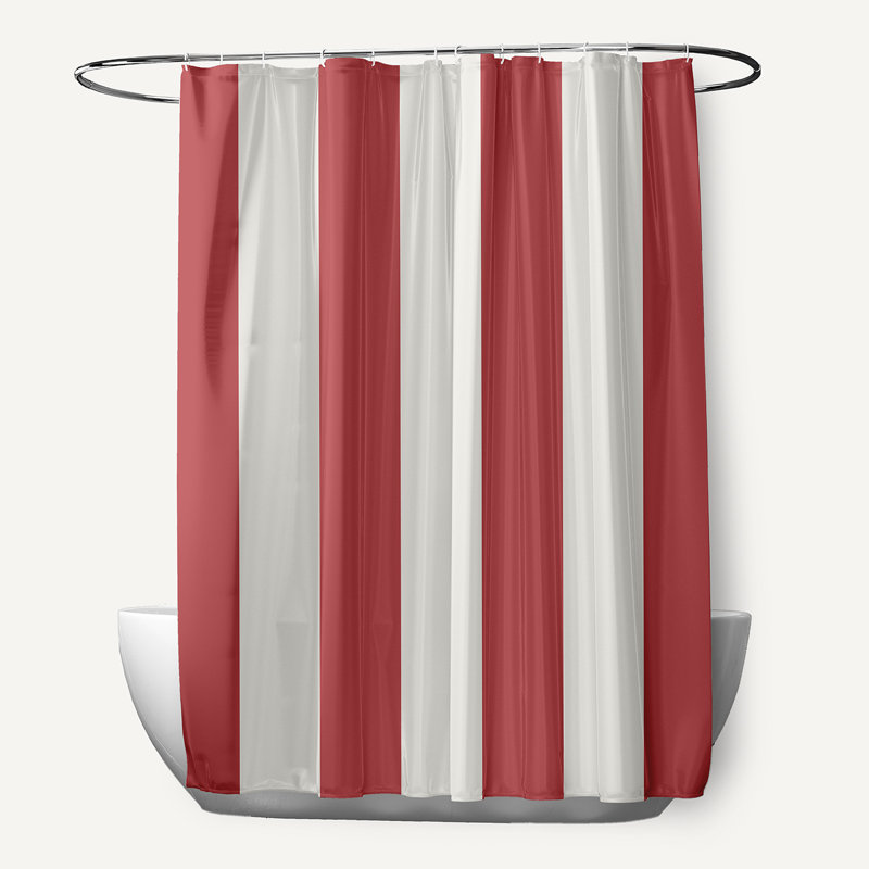 Rideau de douche rayé simple, Rouge