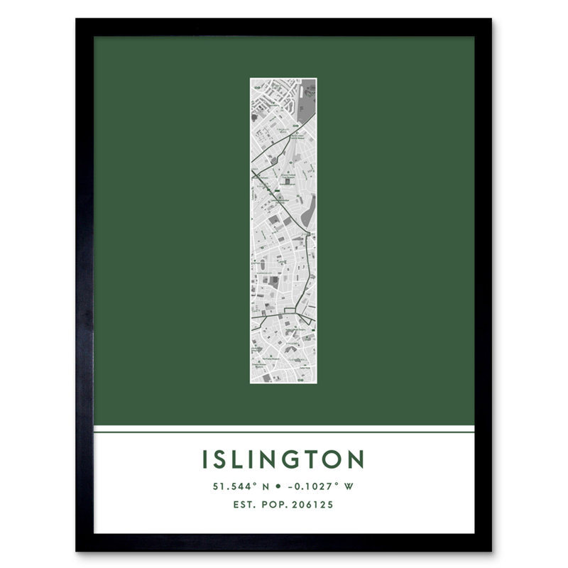 Islington England United Kingdom City Map - Single Picture Frame Typography
