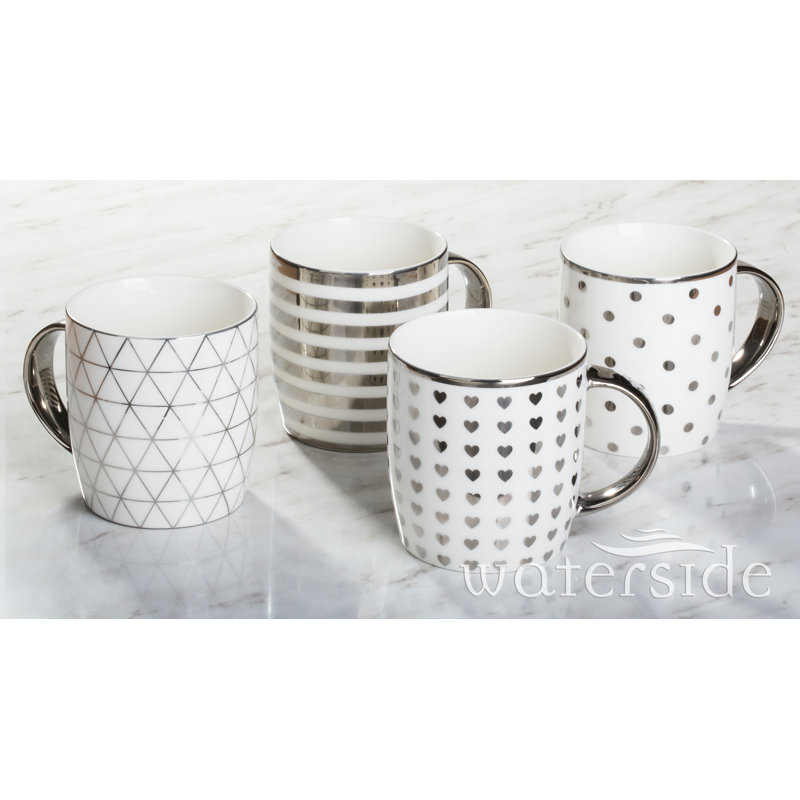 4pc Chrome Mugs, Silver