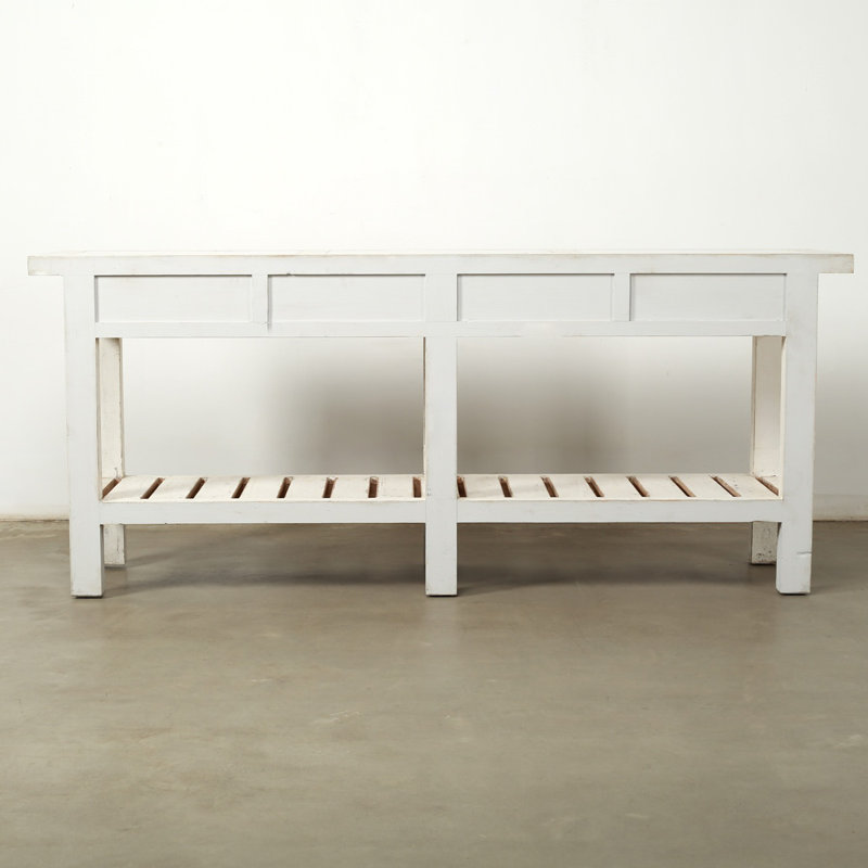 83'' W Solid Wood Console Table, White