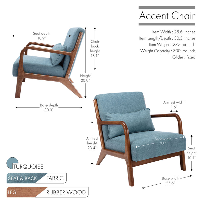 Daveontae Upholstered Armchair, Turquoise Polyester Blend