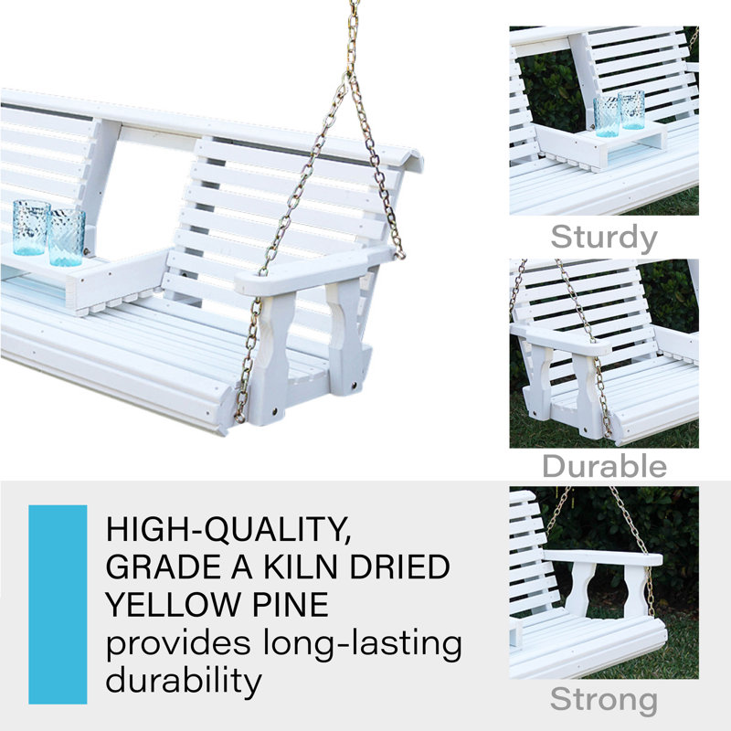 SainCroix Amish Rollback Console Treated Porch Swing, Semi-Solid White Stain